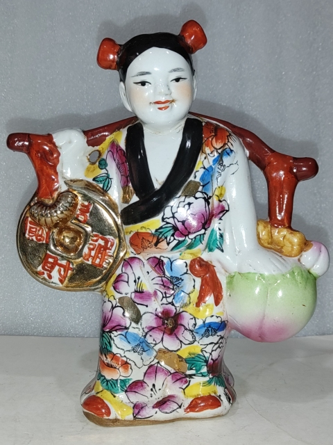 古玩陶瓷粉彩招財童子擺件拍賣，當前價格880元