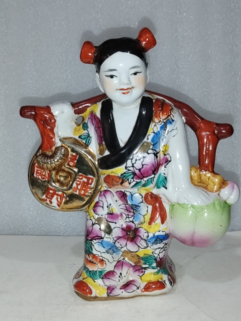 古玩陶瓷粉彩招財童子擺件拍賣，當前價格880元