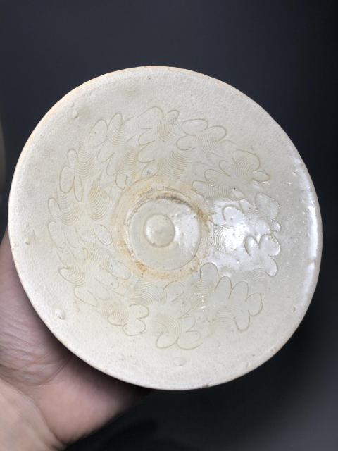 古玩陶瓷宋元青白釉云氣紋斗笠碗（已保真）拍賣，當前價格2680元