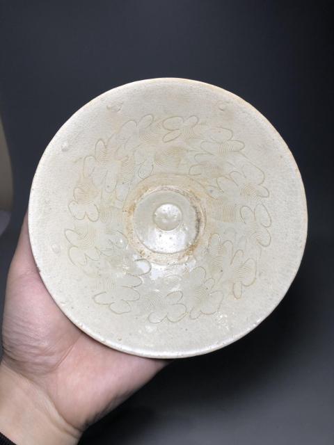 古玩陶瓷宋元青白釉云氣紋斗笠碗（已保真）拍賣，當前價格2680元