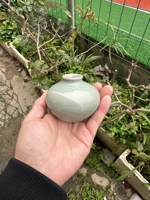 古玩陶瓷元代龍泉青瓷水盂（館藏級精品）拍賣，當前價格12000元