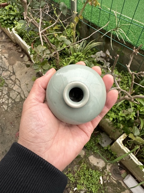 古玩陶瓷元代龍泉青瓷水盂（館藏級精品）拍賣，當前價格12000元