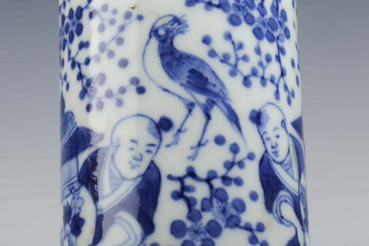 古玩陶瓷清光緒·青花童子抱瓶紋花觚一對拍賣，當前價格6200元