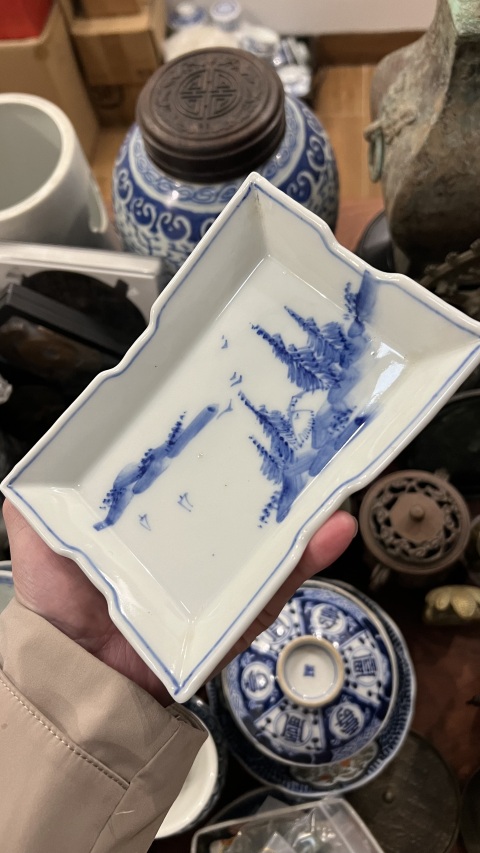 古玩陶瓷清代山水紋青花盤(pán)拍賣(mài)，當(dāng)前價(jià)格233元