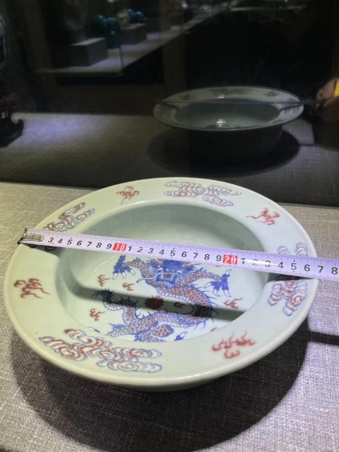 古玩雜項乾隆·青釉青花堆白釉里紅盤龍紋折沿洗拍賣，當前價格75000元