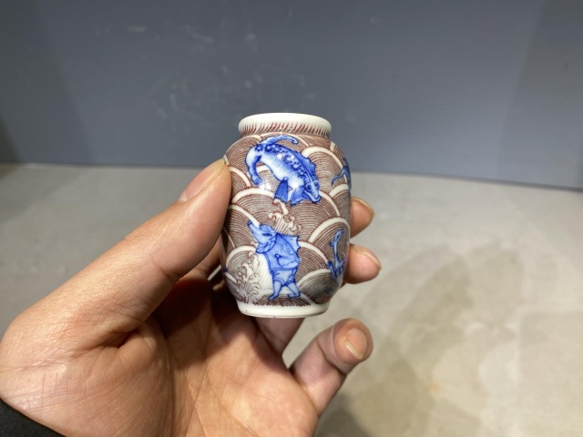 古玩陶瓷青花釉里紅水盂拍賣，當前價格5000元