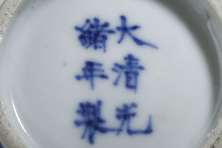 古玩陶瓷清光緒·青花四季花卉云蝠紋筆舔拍賣，當前價格256元