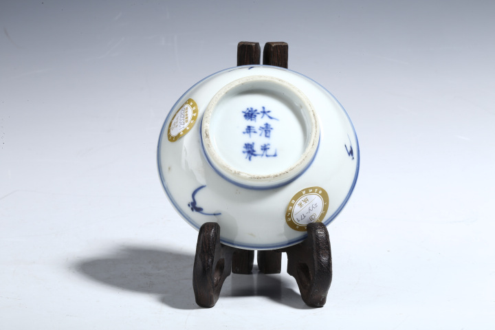 古玩陶瓷清光緒·青花四季花卉云蝠紋筆舔拍賣，當前價格256元