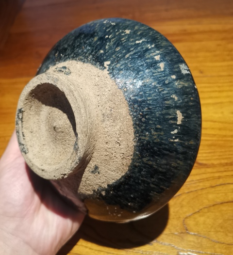 古玩陶瓷金元兔毫釉斗笠碗拍賣,當前價格288元