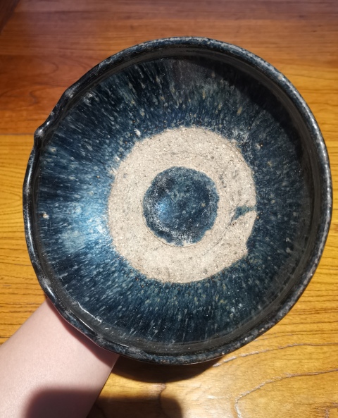 古玩陶瓷金元兔毫釉斗笠碗拍賣,當前價格288元
