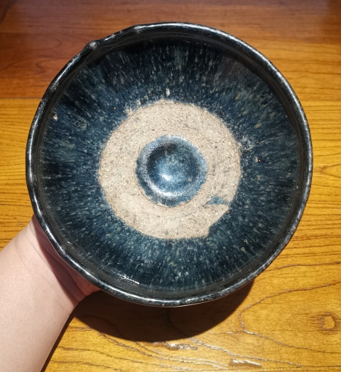 古玩陶瓷金元兔毫釉斗笠碗拍賣,當前價格288元