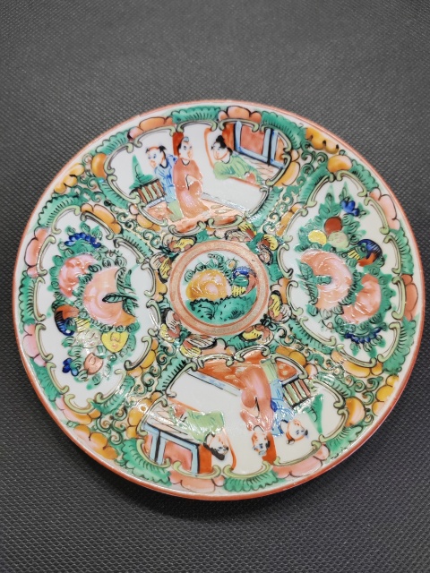 古玩陶瓷（全品）晚清光緒廣彩人物故事盤拍賣，當前價格399元