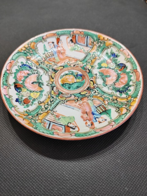 古玩陶瓷（全品）晚清光緒廣彩人物故事盤拍賣，當前價格399元