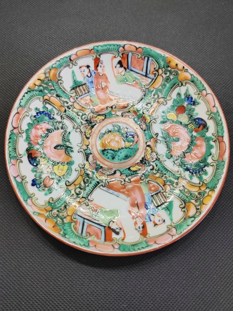 古玩陶瓷（全品）晚清光緒廣彩人物故事盤拍賣，當前價格399元