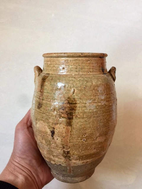 古玩陶瓷宣州窯青釉褐彩雙系罐拍賣,當前價格3600元