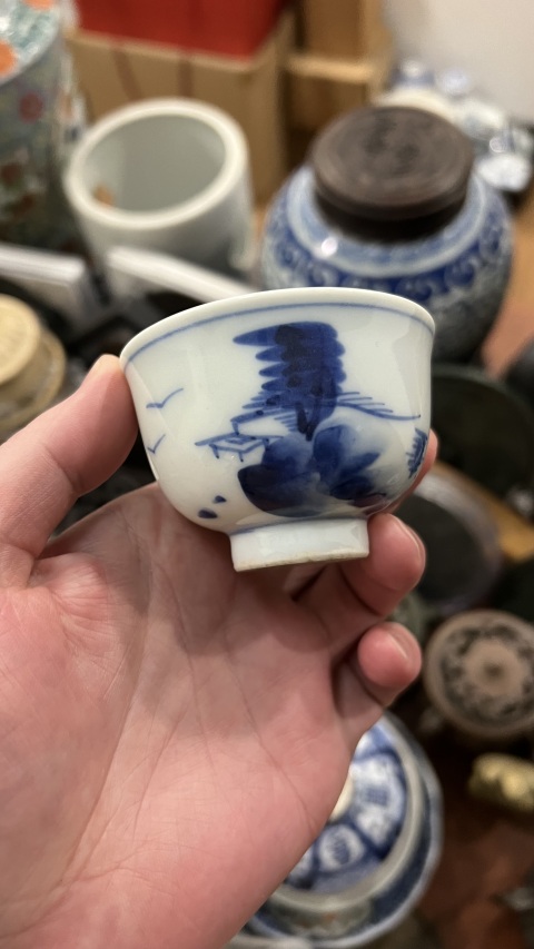 古玩陶瓷清代青花杯拍賣，當前價格255元