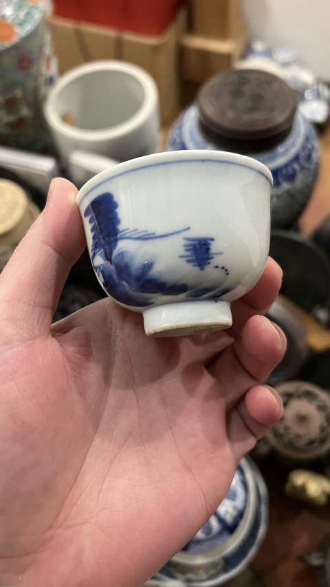 古玩陶瓷清代青花杯拍賣，當前價格255元