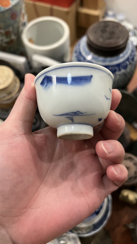 古玩陶瓷清代青花杯拍賣，當前價格255元