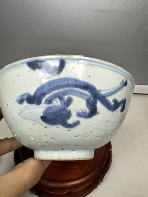 古玩陶瓷摩羯龍紋青花碗拍賣，當前價格1000元