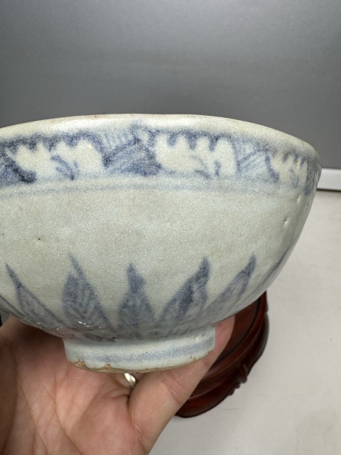 古玩陶瓷明空白期·青花蕉葉紋茶碗拍賣，當前價格800元