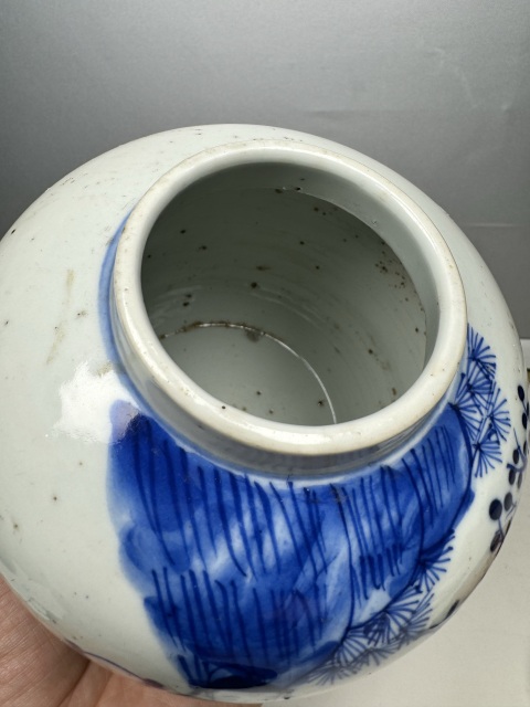古玩陶瓷晚清攜琴訪友人物紋青花罐拍賣,當前價格2300元