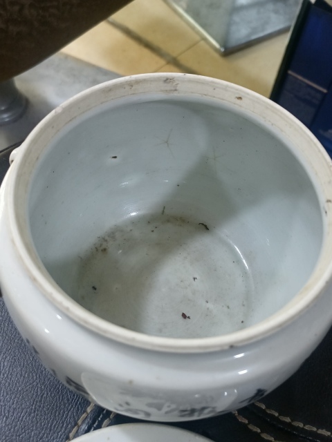 古玩陶瓷晚清民國墨彩花卉詩文粥罐拍賣,當前價格580元