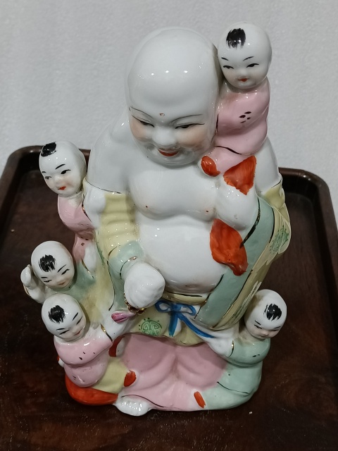 古玩陶瓷五子彌勒佛塑像拍賣,當前價格688元
