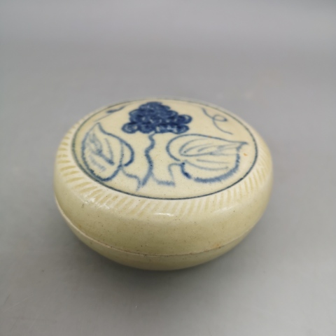 古玩陶瓷民國青花花卉紋印盒拍賣，當前價格800元