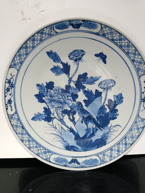 古玩陶瓷清道光青花富貴白頭盤拍賣，當前價格5600元