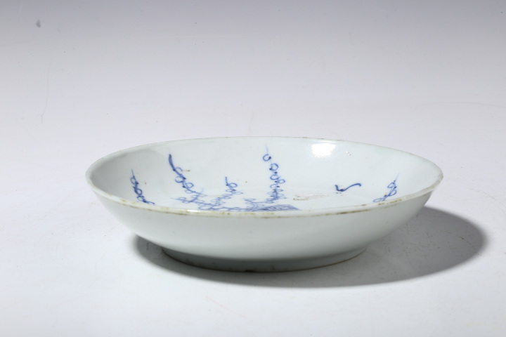 古玩陶瓷晚清·青花梅花壽字紋小盤真品鑒賞圖