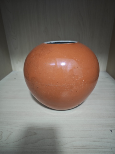 古玩陶瓷【望月樓】民國時期**紅釉描金西瓜罐拍賣，當前價格1600元