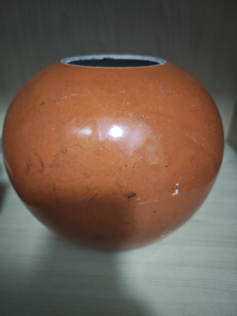 古玩陶瓷【望月樓】民國時期**紅釉描金西瓜罐拍賣，當前價格1600元