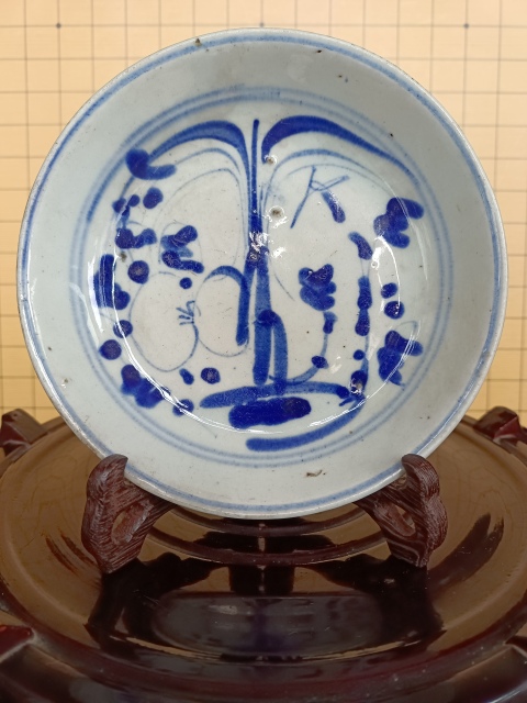 古玩陶瓷晚清.青花靈芝紋盤拍賣,當(dāng)前價格118元