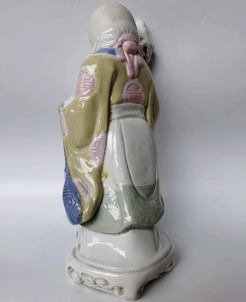 古玩陶瓷粉彩壽星造像拍賣,當前價格100元