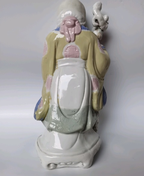 古玩陶瓷粉彩壽星造像拍賣,當前價格100元