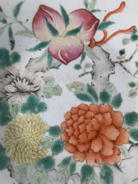 古玩陶瓷粉彩富貴長壽大盤拍賣,當前價格4500元
