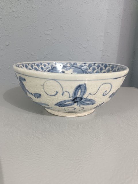 古玩陶瓷明晚期青花鳳朝陽青花盤拍賣，當前價格2100元