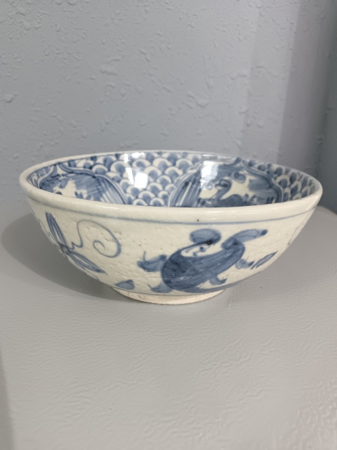 古玩陶瓷明晚期青花鳳朝陽青花盤拍賣，當前價格2100元