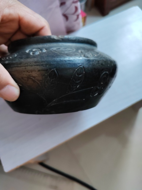 古玩陶瓷清代陶質刻花罐拍賣,當前價格766元