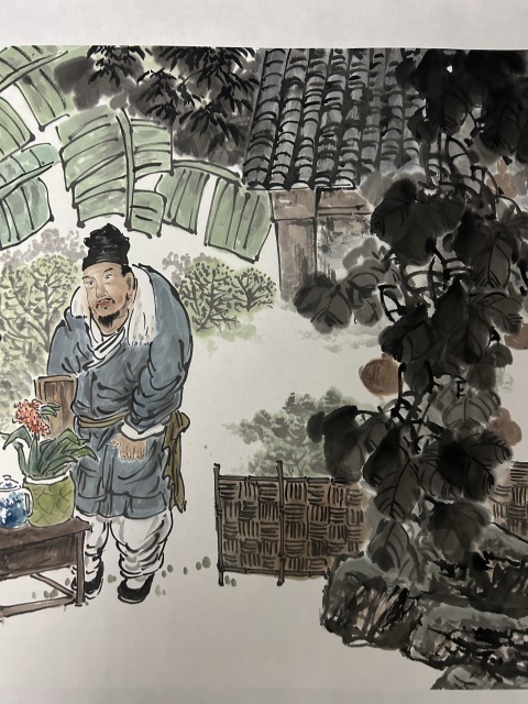 古玩字畫劉紹紅《雅園品茶圖》拍賣，當前價格750元