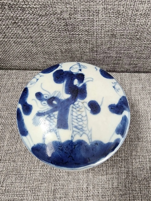 古玩陶瓷清乾隆青花麒麟送子蓋盒（有保真卡）拍賣，當前價格1200元