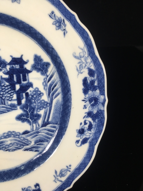 古玩陶瓷乾隆青花亭臺樓閣山水牧童盤拍賣,當前價格1999元