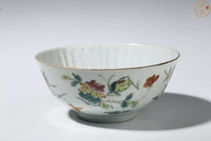 古玩陶瓷粉彩飛黃騰達瓜棱碗拍賣,當前價格2800元