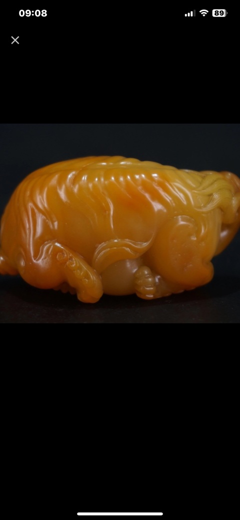 古玩雜項壽山芙蓉石獅子繡球擺件拍賣，當前價格2800元