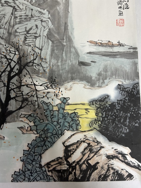 古玩字畫儲明老師《溪山高隱》拍賣,當前價格455元