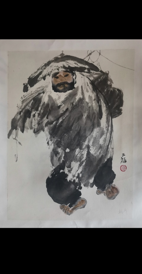 古玩字畫享受國務院特殊津貼老中美協會員當代一線大咖級畫家賈又福人物畫拍賣,當前價格30000元