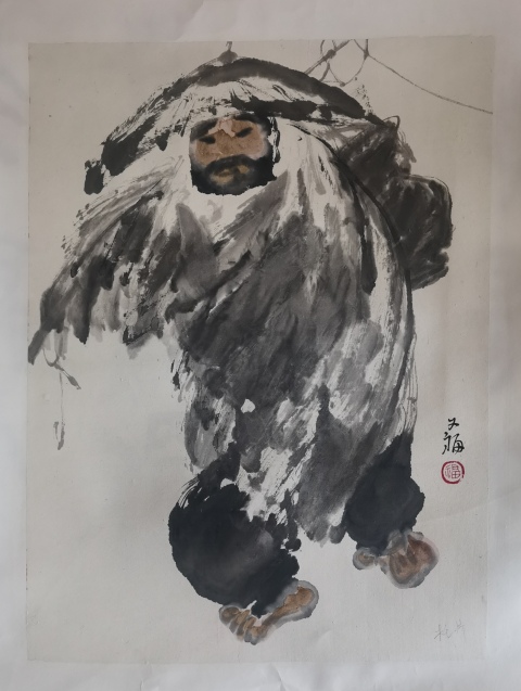 古玩字畫享受國務院特殊津貼老中美協會員當代一線大咖級畫家賈又福人物畫拍賣,當前價格30000元