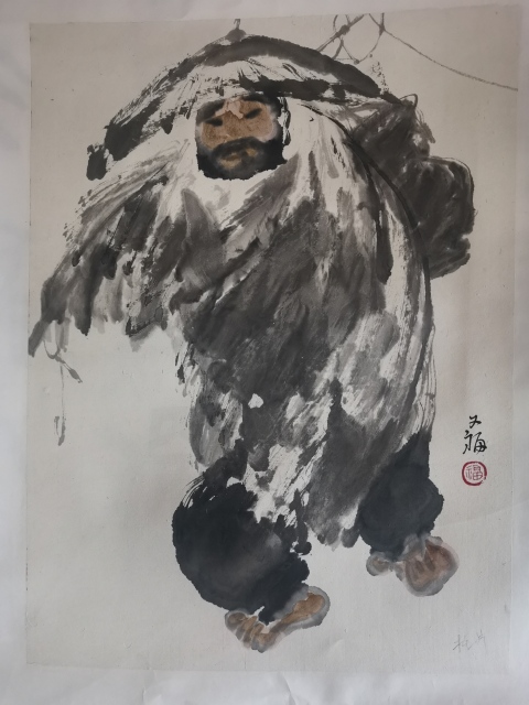 古玩字畫享受國務院特殊津貼老中美協會員當代一線大咖級畫家賈又福人物畫拍賣,當前價格30000元