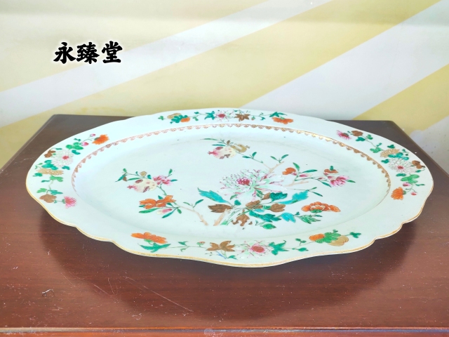 古玩陶瓷【雍正粉彩超級大盤全品】粉彩花卉紋花口盤拍賣，當前價格4600元