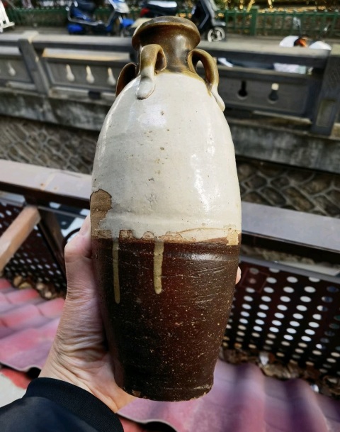 古玩陶瓷元代 磁州窯雙色釉四系罐拍賣，當前價格2050元